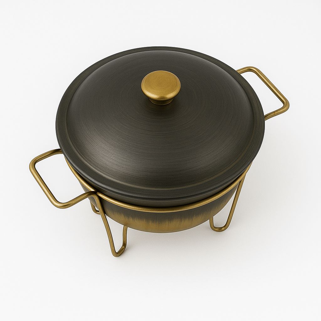Elegant Gold & Black Chafing Dish - Image 2