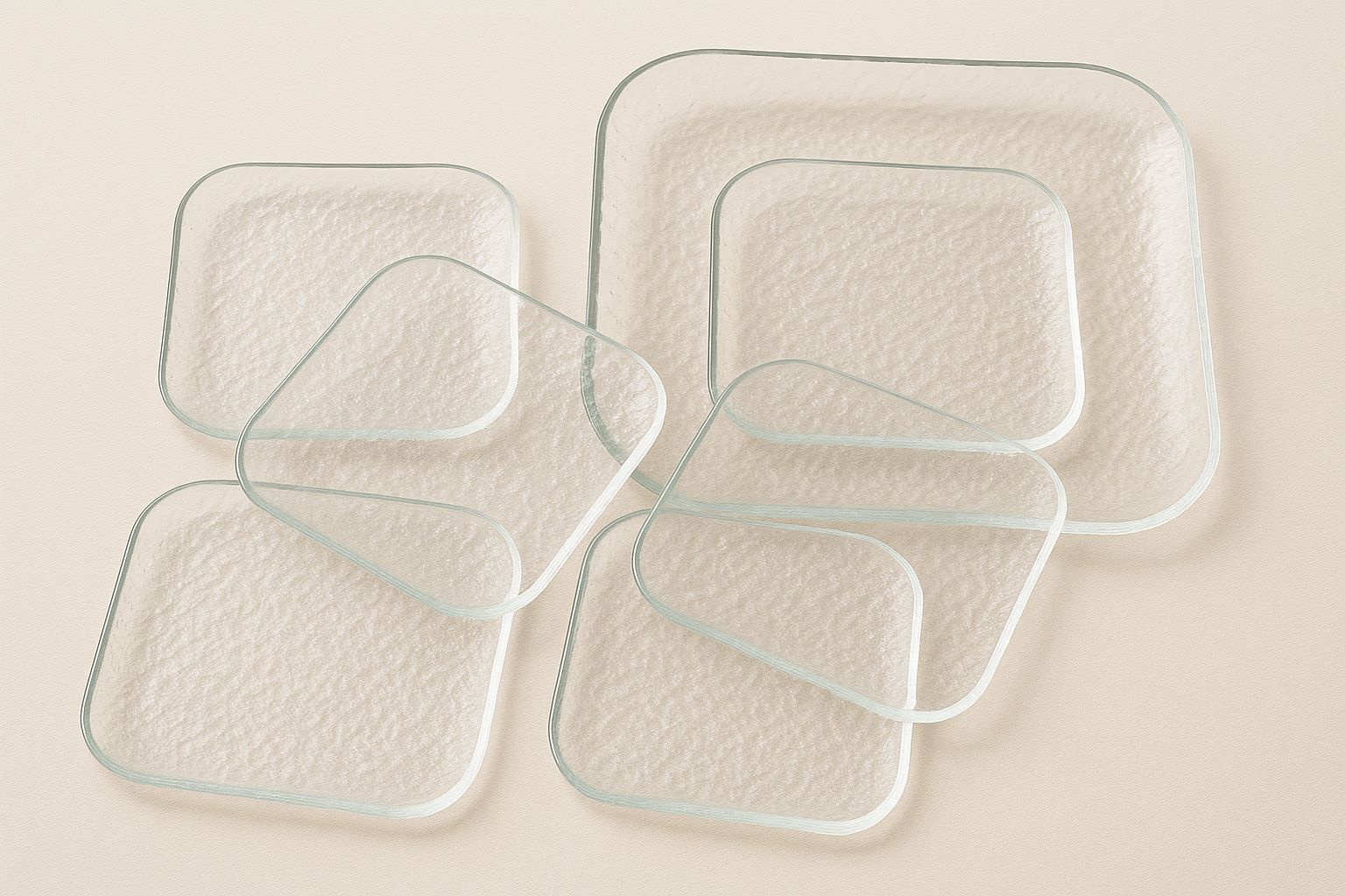 Elegant Textured Glass Tray Set – 7 Pieces - Image 2
