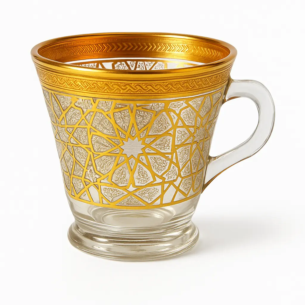 Golden Elegance Arabic Tea Glass Set – 6 Pieces