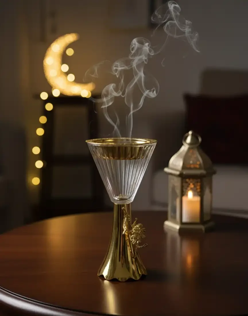 Crystal & Gold Modern Bakhoor Burner - Image 3