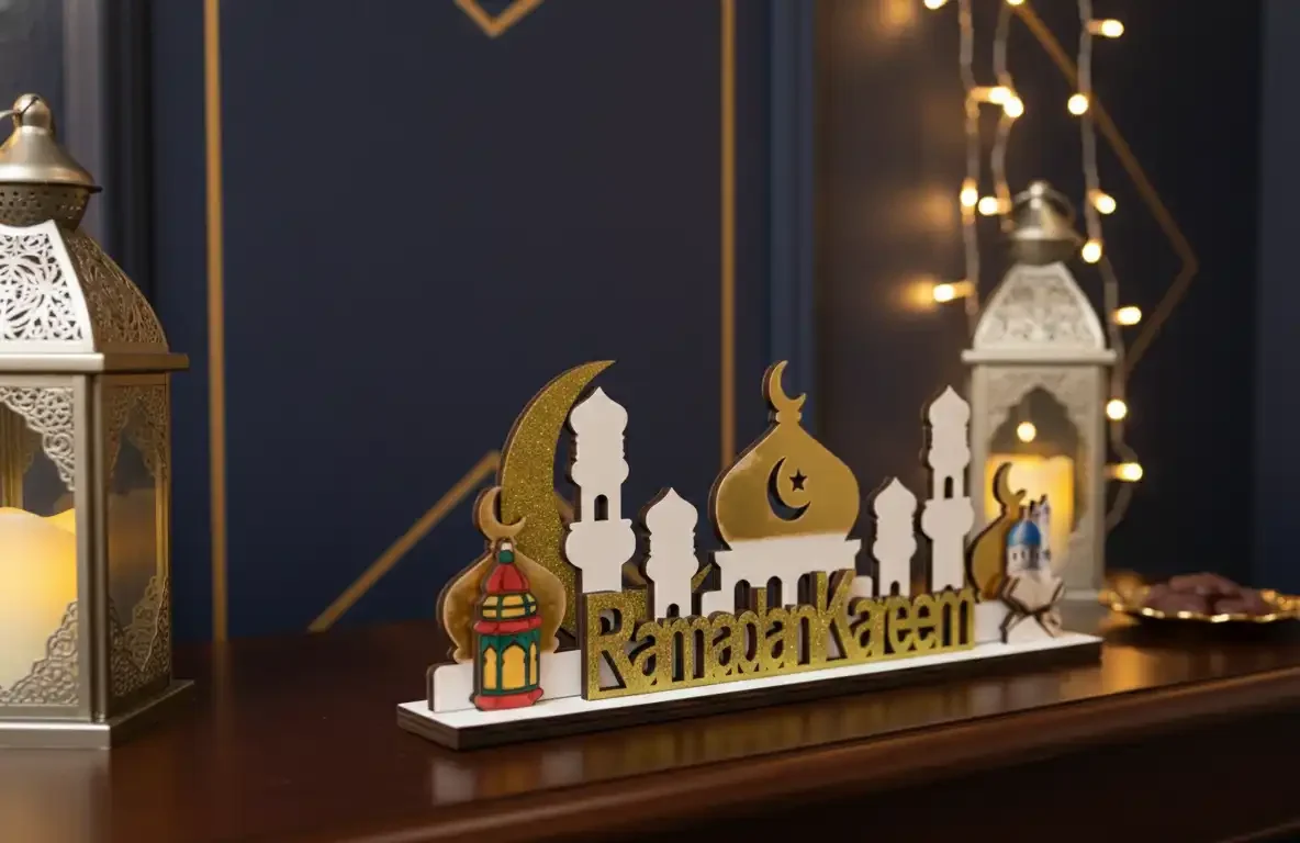 Ramadan Kareem Decorative Table Piece – Mosque & Lantern Design - Image 2