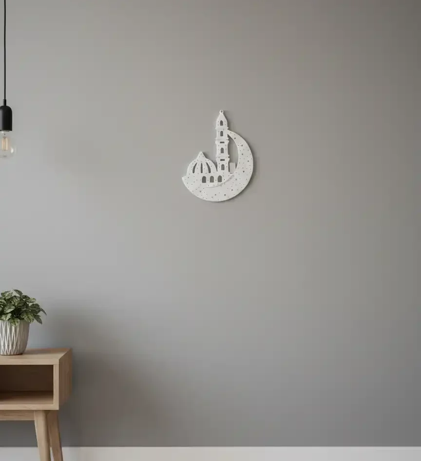 White Mosque & Crescent Wall Decor - Image 3