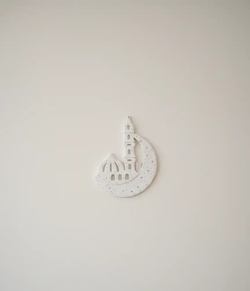 White Mosque & Crescent Wall Decor - Image 2