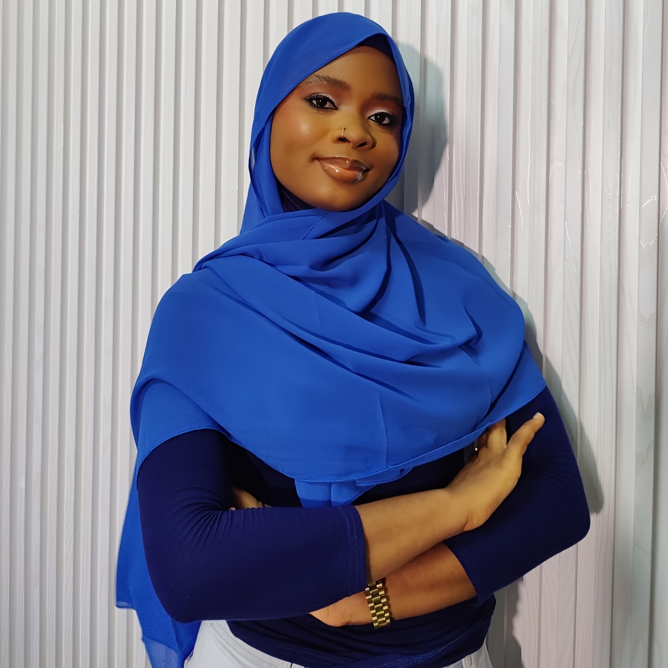 5pcs Set of Solid Color Chiffon Muslim Hijabs for Women, Packed in OPP Bag, Ramadan - Image 2