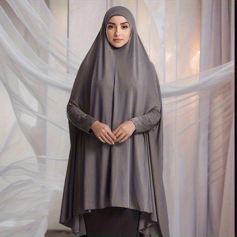 Elegant Muslim Headscarf Khimar with Sleeves, Breathable Fabric for Outdoor & Daily Wear, Machine Washable Versatile Shawl for Women, Hijab Scarf, Wear, Sophisticated Print, Nonelastic Fabric - Image 3