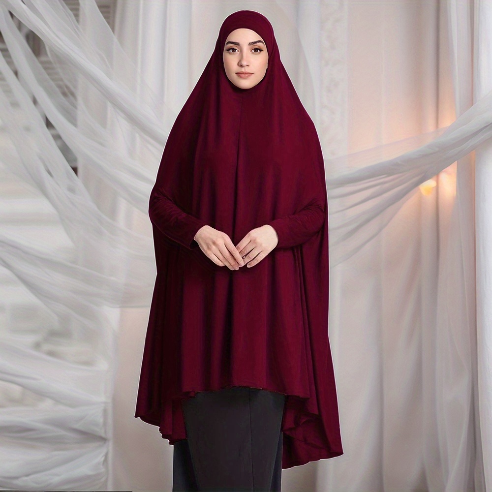 Elegant Muslim Headscarf Khimar with Sleeves, Breathable Fabric for Outdoor & Daily Wear, Machine Washable Versatile Shawl for Women, Hijab Scarf, Wear, Sophisticated Print, Nonelastic Fabric - Image 10