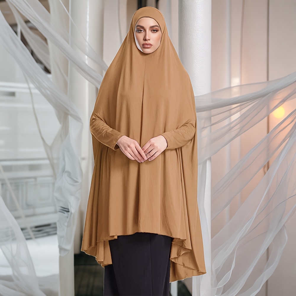 Elegant Muslim Headscarf Khimar with Sleeves, Breathable Fabric for Outdoor & Daily Wear, Machine Washable Versatile Shawl for Women, Hijab Scarf, Wear, Sophisticated Print, Nonelastic Fabric - Image 5