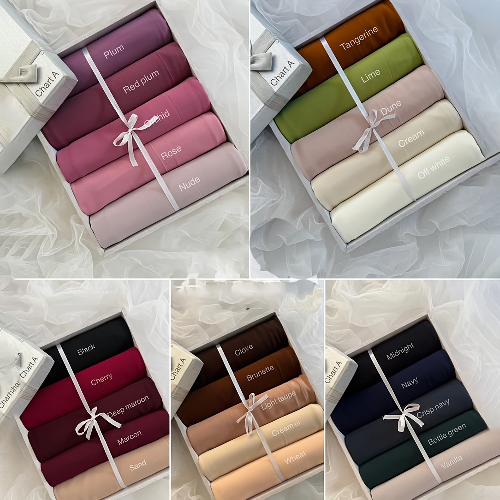 5pcs Set of Solid Color Chiffon Muslim Hijabs for Women, Packed in OPP Bag, Ramadan