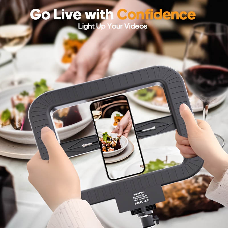 adjustable LED studio fill light for phones.