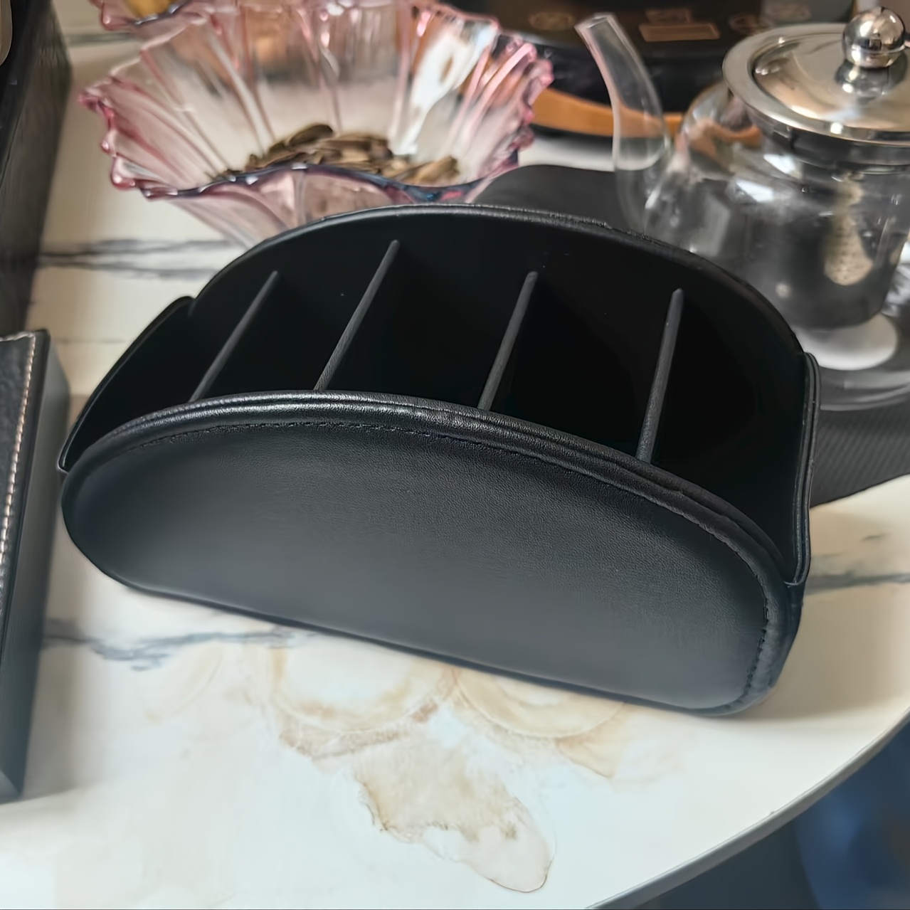 PU Leather Remote Control Holder – 5-Compartment Desktop Organizer for Remotes, Phones & Accessories - Image 13