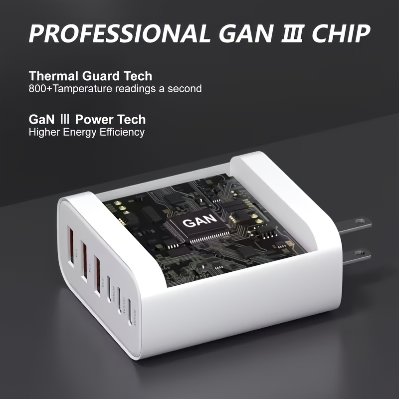 65W Fast USB-C Wall Charger – 6-Port Power Adapter for Phones, Tablets & More - Image 8