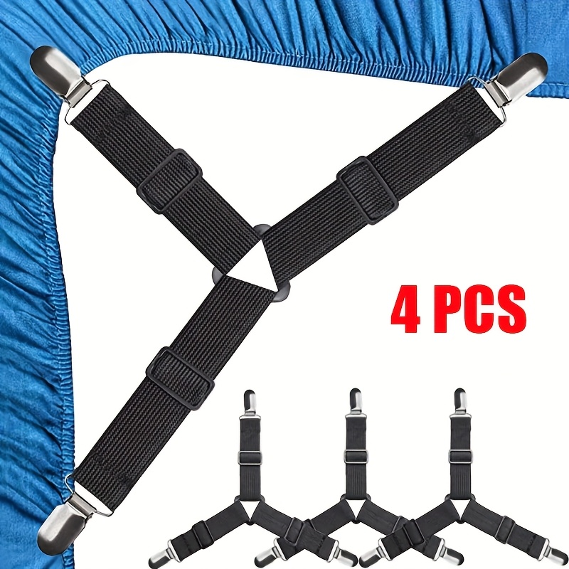4pcs Adjustable Triangle Bed Sheet Fasteners - Elastic Nylon, Durable, Anti-Slip, Black, for Sofa & Tablecloths - Image 2