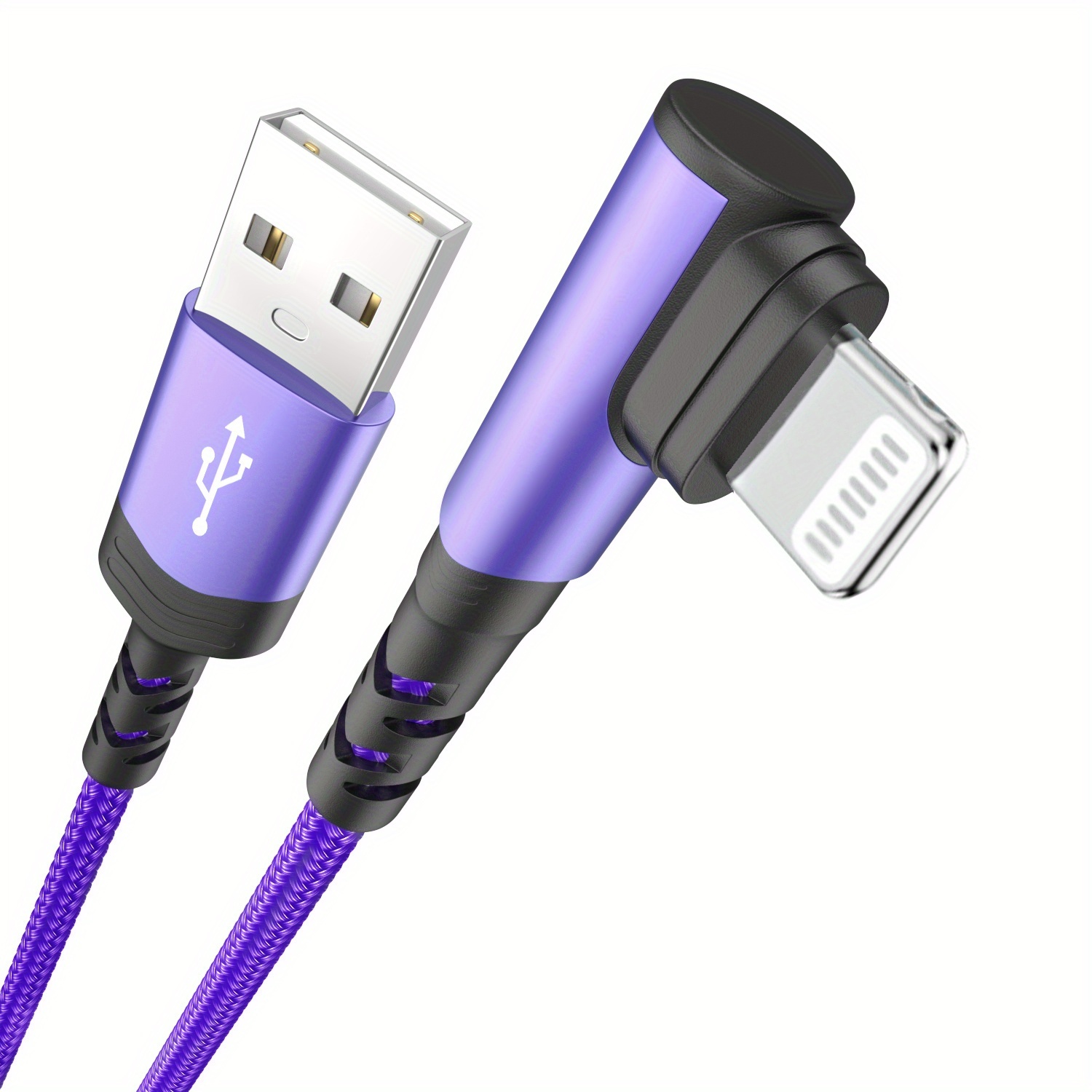 Nylon Braided Fast Charging Cable with a 90-Degree Angle, Compatible with for iphone Models 14, 13, 12, 11 Pro MAX, XR, XS, 8, 7, Plus, 6S, SE, And Ipad - Image 7