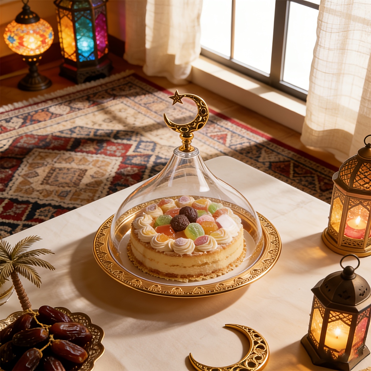 Elegant Round Cake & Dessert Stand with Clear Cover - Image 5