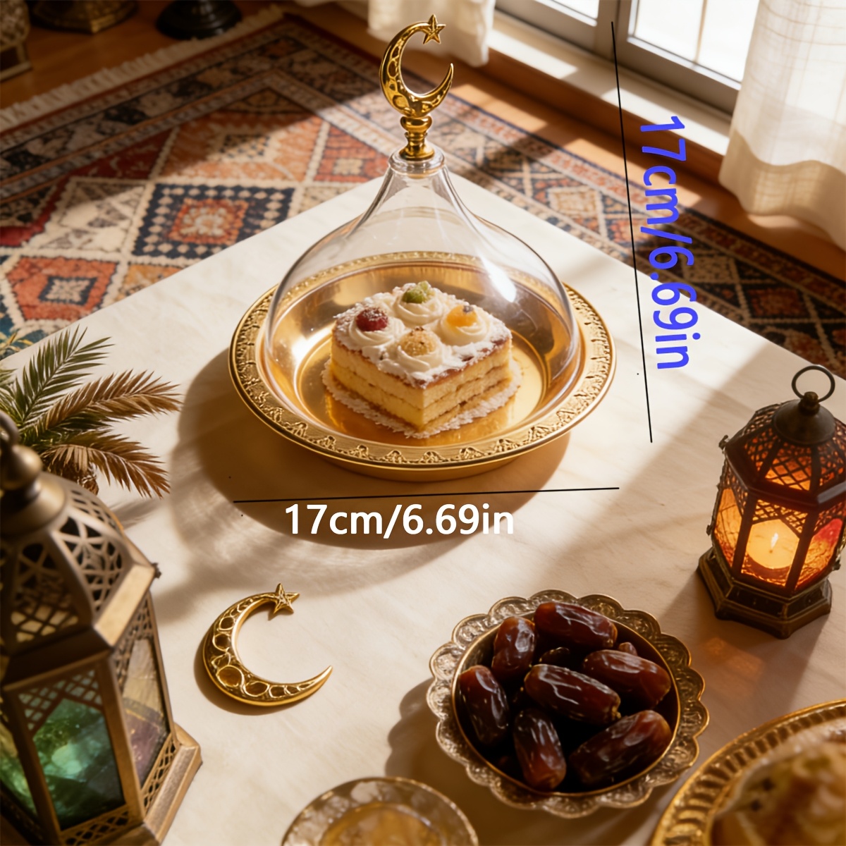 Elegant Round Cake & Dessert Stand with Clear Cover - Image 4