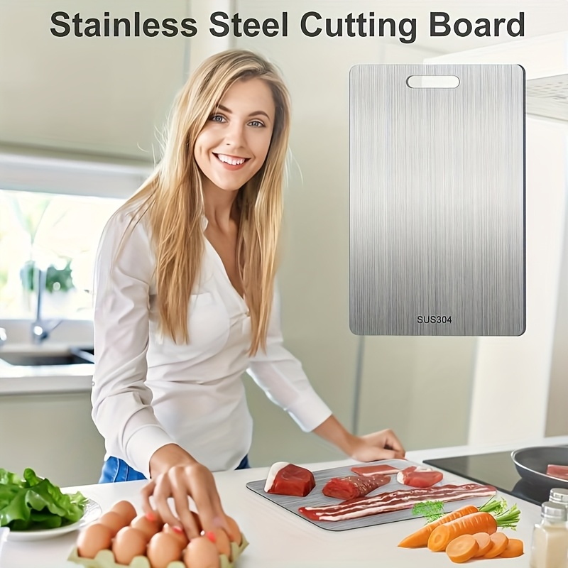Double-Sided Stainless Steel Cutting Board – Rust-Resistant, Food-Grade for Meat, Fruits & Vegetables - Image 3