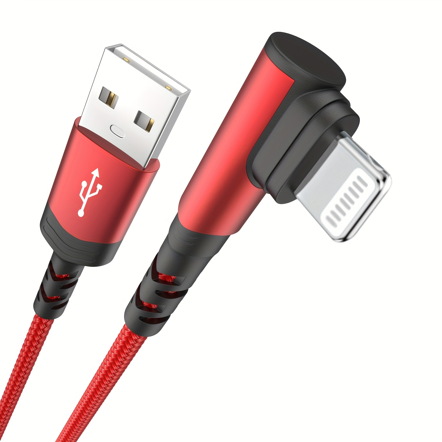 Nylon Braided Fast Charging Cable with a 90-Degree Angle, Compatible with for iphone Models 14, 13, 12, 11 Pro MAX, XR, XS, 8, 7, Plus, 6S, SE, And Ipad - Image 5