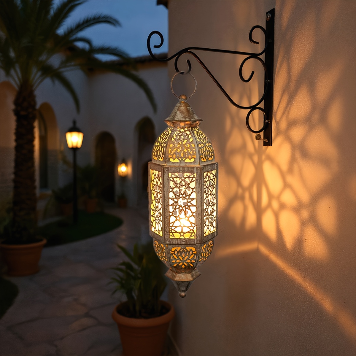 1pc/2pcs Moroccan iron hanging lantern candle holder (with chain, no candles) - Image 3