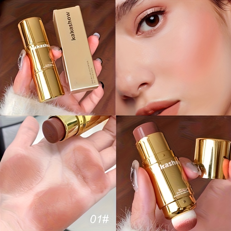 Double Head Comely Powder Blusher Stick Blusher Cream Waterproof and Mist - Image 3