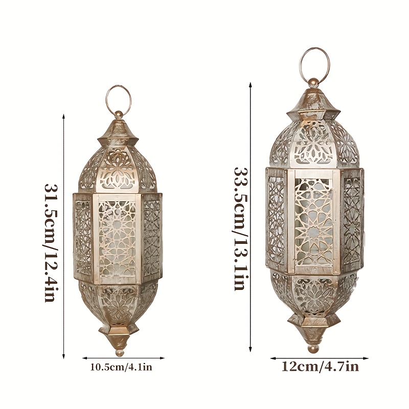 1pc/2pcs Moroccan iron hanging lantern candle holder (with chain, no candles) - Image 6