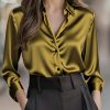 Women's Solid Satin Dressy Blouse