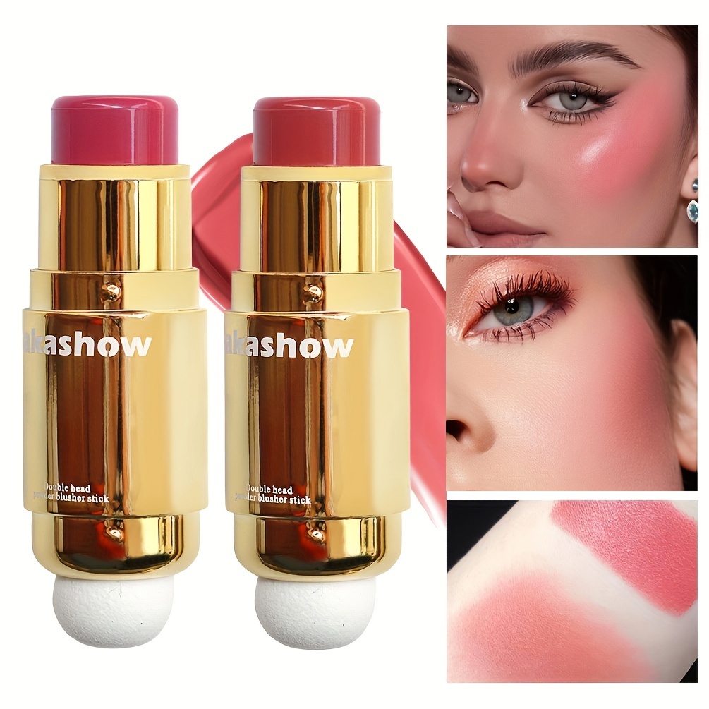 Double Head Comely Powder Blusher Stick Blusher Cream Waterproof and Mist