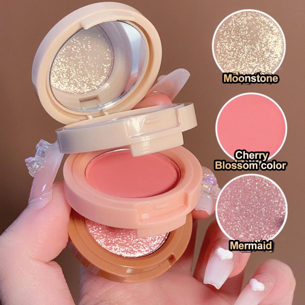 New 3 In 1 Comely Matte Highlighter Blush Palette Pearly Blush Shiny Eyeshadow Multifunctional Face Makeup - Image 2