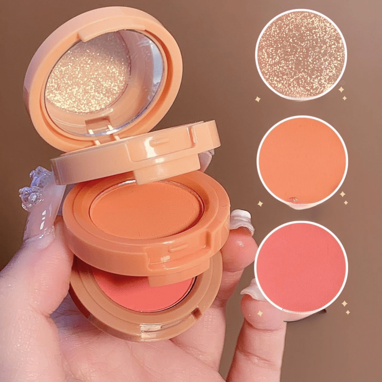 New 3 In 1 Comely Matte Highlighter Blush Palette Pearly Blush Shiny Eyeshadow Multifunctional Face Makeup - Image 3