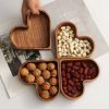 Heart-Shaped Candy Box | Wooden Stackable Candy Tray, Solid Wood Fruit Plate, Nut Tray, Creative Walnut Wood Tray